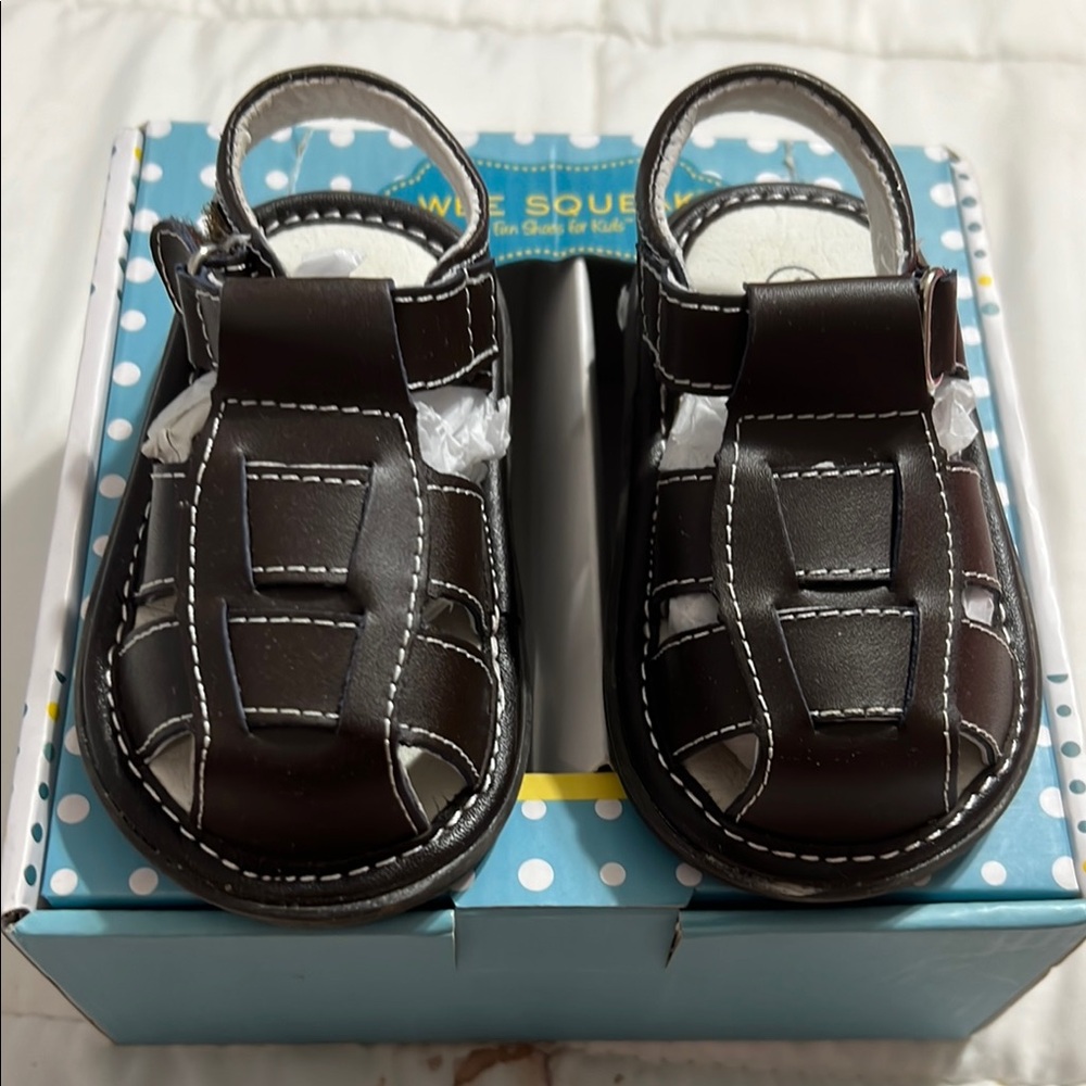 Brown Leather Kids Sandals by